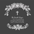 Black and white lace rose funeral card by hand drawing Royalty Free Stock Photo