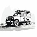 Black And White Land Rover Vectoral Art In Retro-style