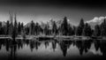 Black and White Landscape Photo of the view of the Grand Tetons from Schwabacher Landing Royalty Free Stock Photo