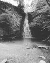 Black and white landscape waterfall and rock pool Royalty Free Stock Photo