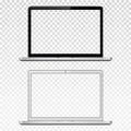 Black and white laptops with transparent screen isolated on transparent background