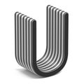 Black and white layered font Letter U 3D