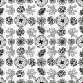 Black and white layered and textured seamless floral pattern tile