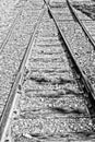 Railroad tracks junction B&w Royalty Free Stock Photo