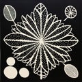 Black And White Leaf With Multiple Circles: Acetate Art Inspired By Catherine Nolin And Yayoi Kusama