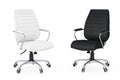 Black and White Leather Boss Office Chairs. 3d Rendering Royalty Free Stock Photo