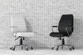 Black and White Leather Boss Office Chairs. 3d Rendering Royalty Free Stock Photo