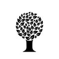 Black and white leaves circle tree, vector illustration Royalty Free Stock Photo