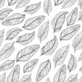 Black and white leaves pattern. Seamless