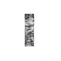 Black and white letter I of English alphabet of tinsel or fur isolated on white. Minimalistic stylish typeface