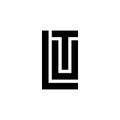 Black and white letter LTU TUL initial logo icon Royalty Free Stock Photo