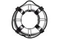 Black and white lifebuoy isolated on white backdrop. sea, ocean travel concept, saving drowning man Royalty Free Stock Photo