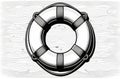 Black and white lifebuoy isolated on white backdrop. sea, ocean travel concept, saving drowning man Royalty Free Stock Photo