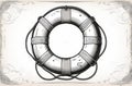 Black and white lifebuoy isolated on white backdrop. sea, ocean travel concept, saving drowning man Royalty Free Stock Photo