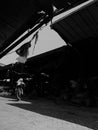 Black and white light and shadow activities at Porong traditional market