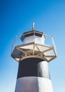 Black and white lighthouse against blue sky in Oslo, Norway Royalty Free Stock Photo