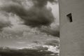 Black and White Lighthouse window with clouds Royalty Free Stock Photo