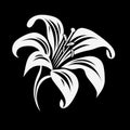 Black And White Lily Silhouette Vector: Feminine Sticker Art