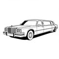 Black And White Limousine Drawing Royalty Free Stock Photo