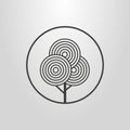 line art abstract geometric pictogram of tree in a round frame