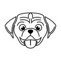 Black and white line art of dog head. Royalty Free Stock Photo