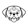 Black and white line art of dog head. Royalty Free Stock Photo