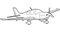 Single Engine Airplane Line Art Illustration - AI Generated Royalty Free Stock Photo