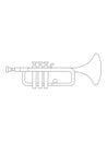 Black and white line art drawing of Trumpet illustration