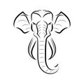 Black and white line art of the front of the elephant`s head. Good use for symbol, mascot, icon, avatar, tattoo, T Shirt design, Royalty Free Stock Photo