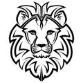 Black and white line art of the front of the lion head It is sign of leo zodiac Royalty Free Stock Photo