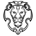 Line art of the front of the lion head It is sign of leo zodiac Good use for symbol mascot icon avatar tattoo T Royalty Free Stock Photo