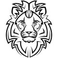 Black and white line art of the front of the lion head It is sign of leo zodiac Good use for symbol mascot icon avatar tattoo T Royalty Free Stock Photo