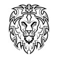 Black and white line art of the front of the lion head It is sign of leo zodiac Good use for symbol mascot icon avatar tattoo T Royalty Free Stock Photo