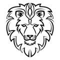 Black and white line art of the front of the lion head It is sign of leo zodiac Royalty Free Stock Photo