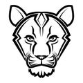 Black and white line art of the front of the lioness head