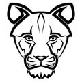 Black and white line art of the front of the lioness head Good use for symbol mascot icon avatar tattoo T Shirt design logo or any Royalty Free Stock Photo