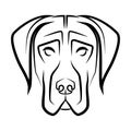 Black and white line art of Great Dane dog head. Good use for symbol, mascot, icon, avatar, tattoo, T Shirt design, logo or any