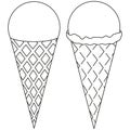 Black and white line art icon ice cream set. Royalty Free Stock Photo