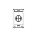 Line art icon of mobile phone with a sign of the browser Royalty Free Stock Photo