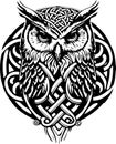 Black and white line art of owl head. Good use for symbol, mascot, icon, avatar, tattoo,T-Shirt design, logo or any Royalty Free Stock Photo