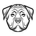 Black and white line art of rottweiler dog head. Good use for symbol, mascot, icon, avatar, tattoo, T Shirt design, logo or any Royalty Free Stock Photo