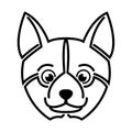 Black and white line art of shiba dog head.