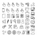 Black and white line art technology themed 46 icon collection Royalty Free Stock Photo