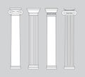 Black and white line drawing. columns Vector set Royalty Free Stock Photo