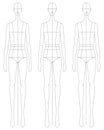 Black and White Line Drawing Croqui for Flat Fashion Sketches and Cads in Vector Image