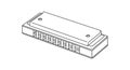 Black and white line drawing of a harmonica Royalty Free Stock Photo