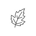 Black and white line drawing of a leaf, resembling a maple leaf shape. The outline Royalty Free Stock Photo