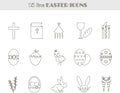 Black and white line Easter icons. Vector, illustration, clip art