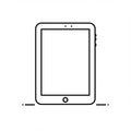Black and white line illustration of a tablet. It features a rectangular shape with rounded Royalty Free Stock Photo