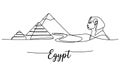 Black and white line of pyramids and sphinx with Egypt text Royalty Free Stock Photo